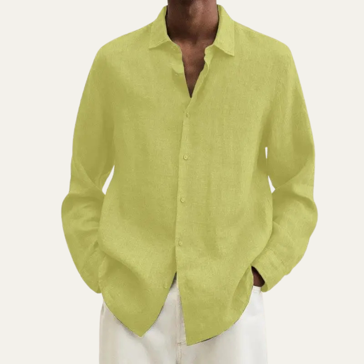 The Glenford Men’s Breathable Linen Cotton Shirt with Turn Down Collar