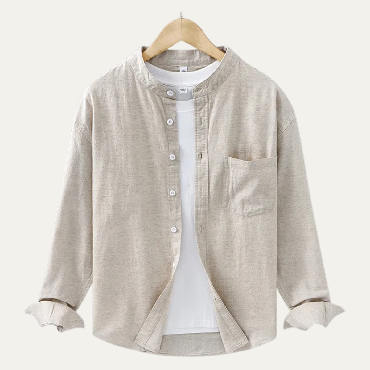 The Ashmont Ridge Men’s Loose Fit Cotton Linen Mandarin Collar Shirt