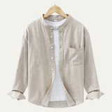 The Ashmont Ridge Men’s Loose Fit Cotton Linen Mandarin Collar Shirt