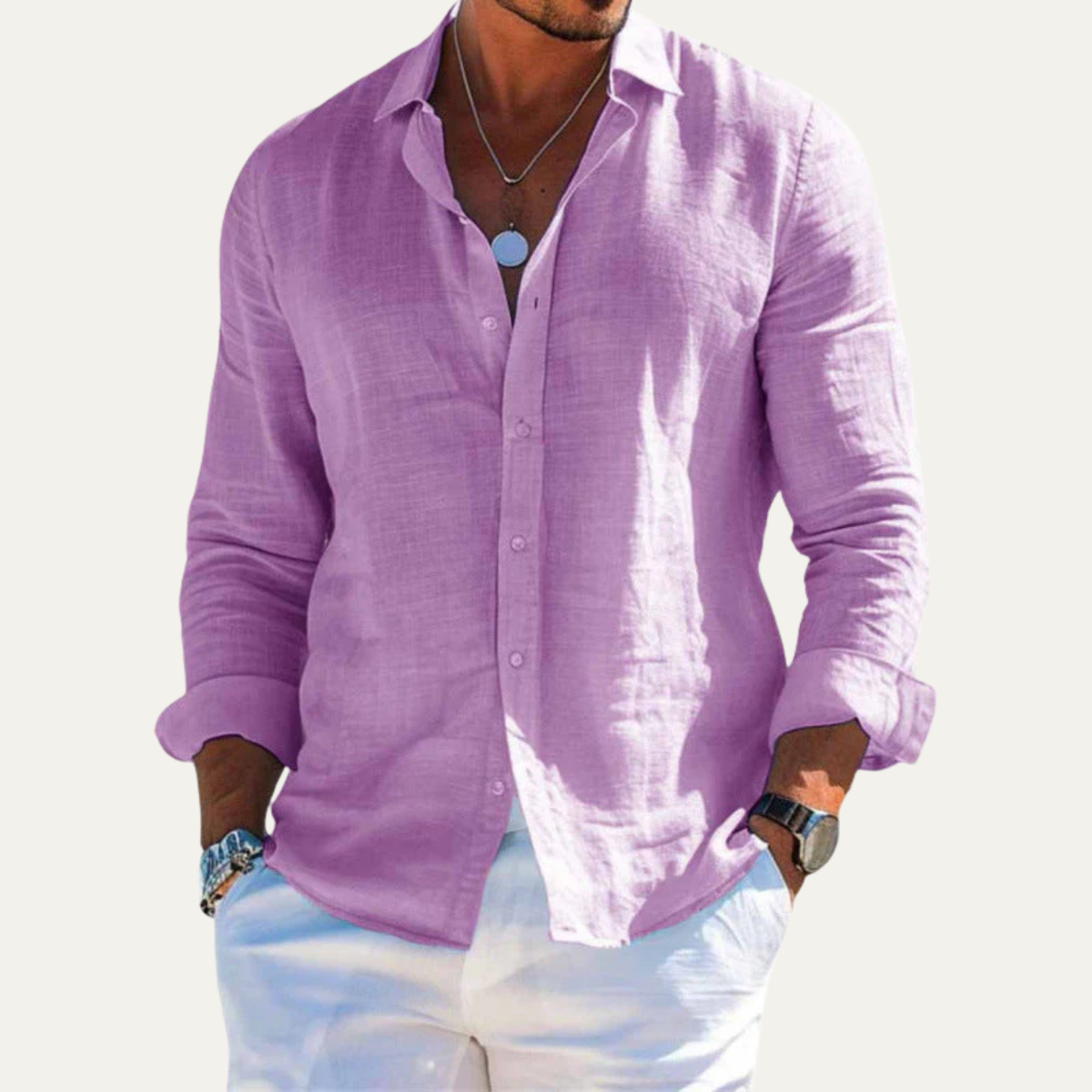 The Cedarbrook Hill Men’s Cotton Linen Trendy Lapel Shirt