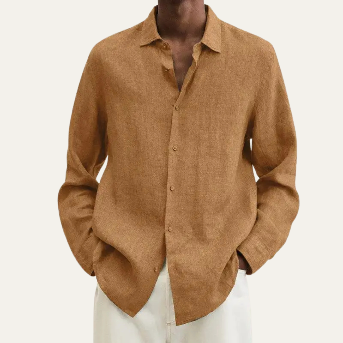 The Glenford Men’s Breathable Linen Cotton Shirt with Turn Down Collar