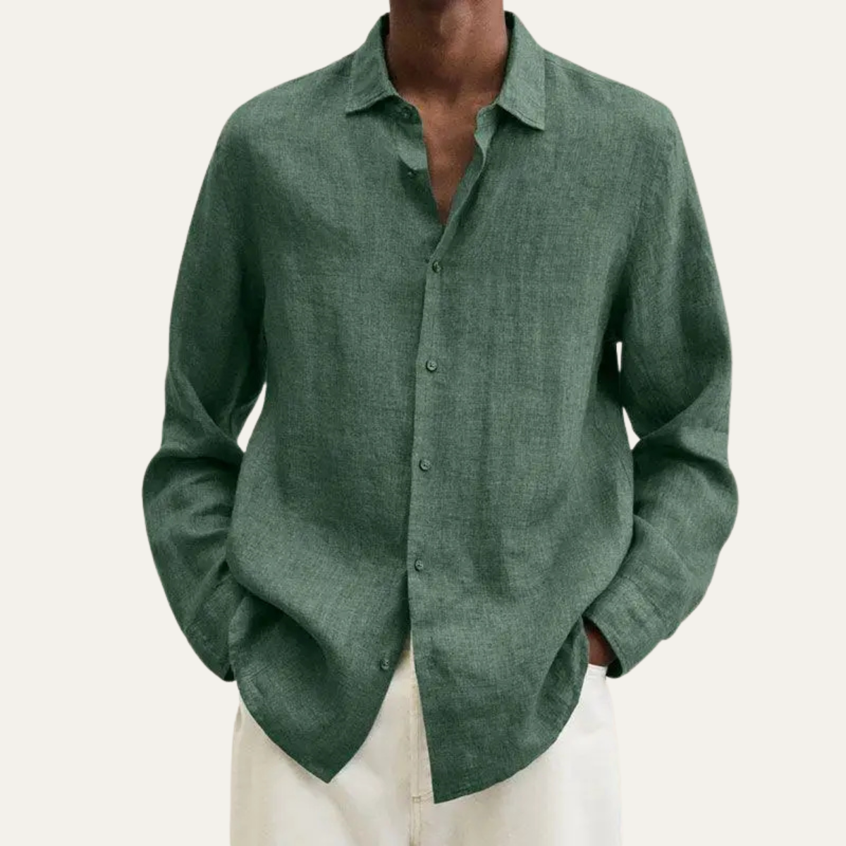 The Glenford Men’s Breathable Linen Cotton Shirt with Turn Down Collar