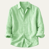 The Maplecrest Hill Men’s Cotton Linen Lightweight Lapel Shirt