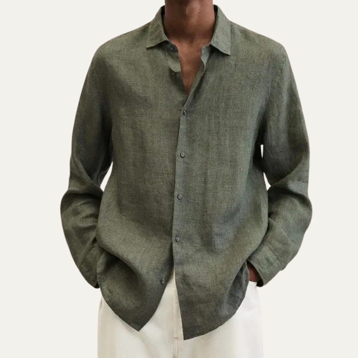 The Glenford Men’s Breathable Linen Cotton Shirt with Turn Down Collar