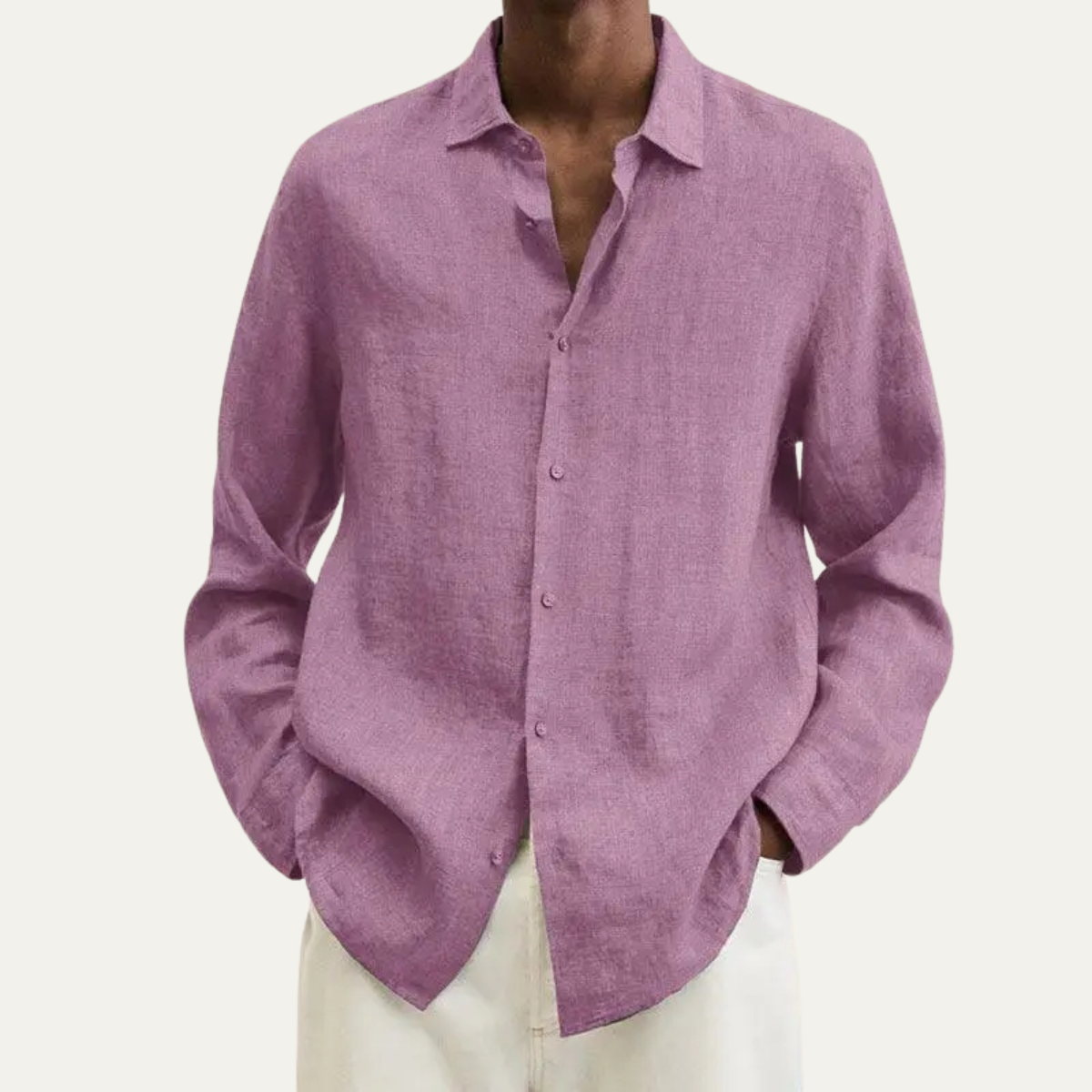 The Stonecrest Men’s Lightweight Linen Cotton Shirt with Turn Down Collar