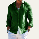 The Maplecrest Hill Men’s Cotton Linen Lightweight Lapel Shirt