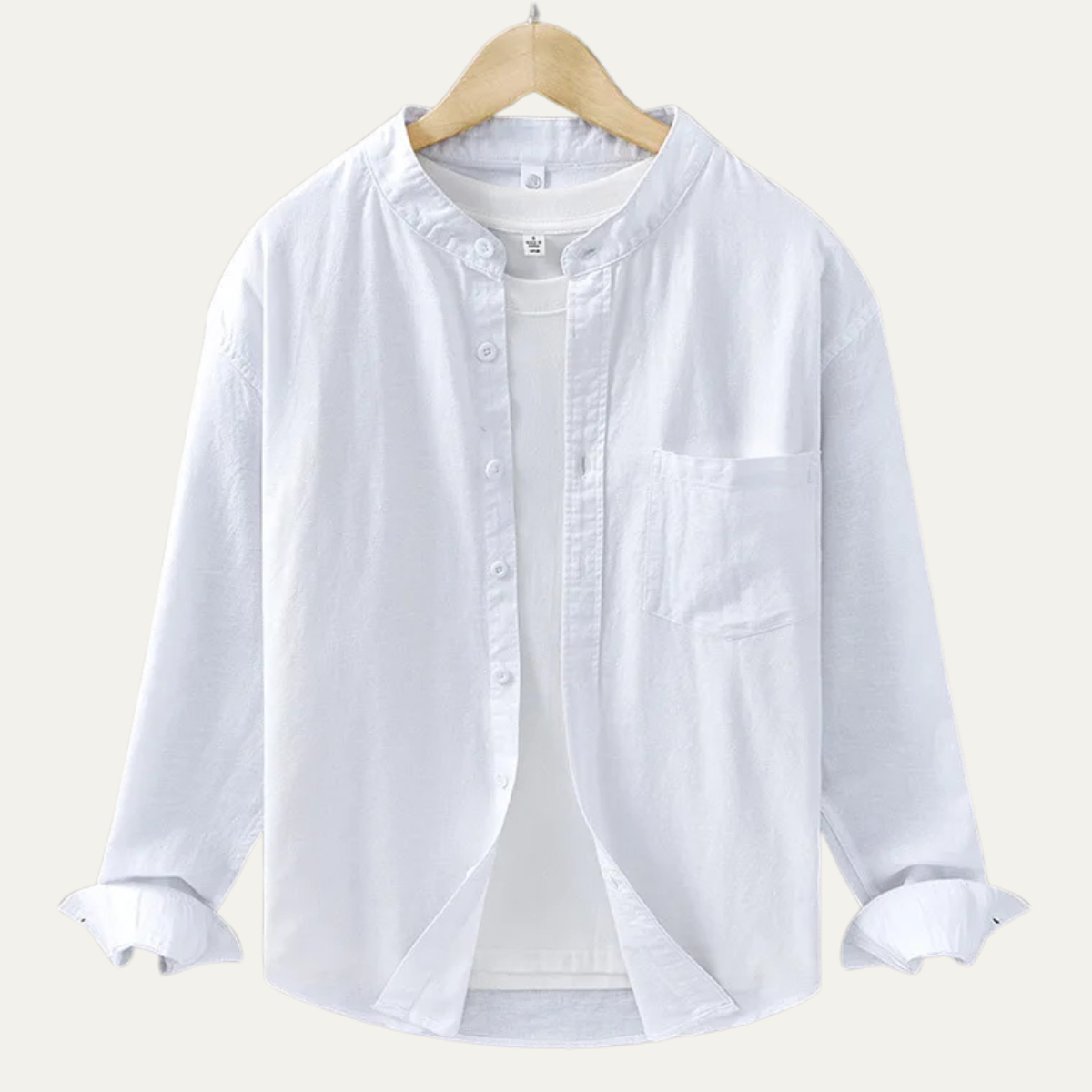 The Ashmont Ridge Men’s Loose Fit Cotton Linen Mandarin Collar Shirt
