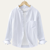The Ashmont Ridge Men’s Loose Fit Cotton Linen Mandarin Collar Shirt