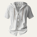 The Glenrock Men’s Cotton Linen Hooded Drawstring Casual Top
