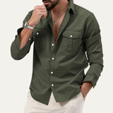 The Brookwater Men’s Retro Solid Button-Up Shirt