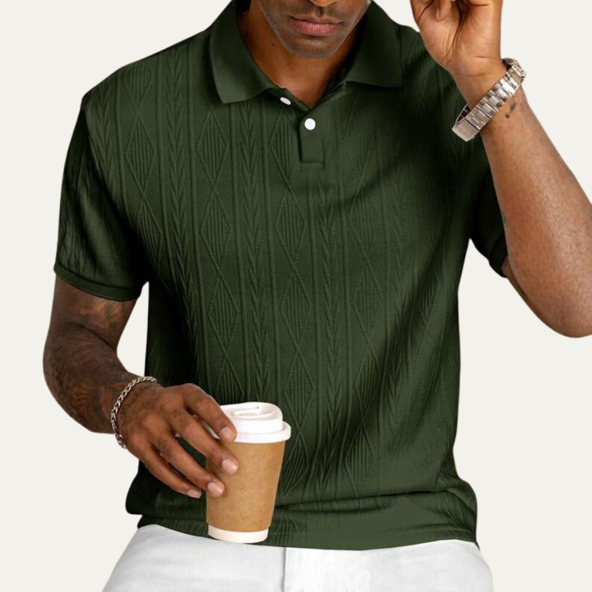 The Willowstone Ridge Men’s Textured Button-Up Trendy Polo Shirt