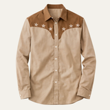 The Linfield Men’s Two-Tone Patchwork Western Trendy Denim Shirt