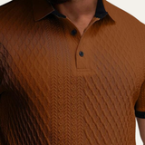 The Crestview Ridge Men’s Summer Textured Polo Shirt with Contrast Collar