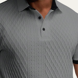 The Glenbrook Hill Men’s Casual Textured Polo Shirt with Contrast Collar