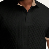 The Cedarcrest Park Men’s Elegant Textured Polo Shirt with Contrast Collar