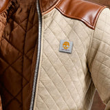Filip | Beige Puffer Jacket Featuring Leather Details