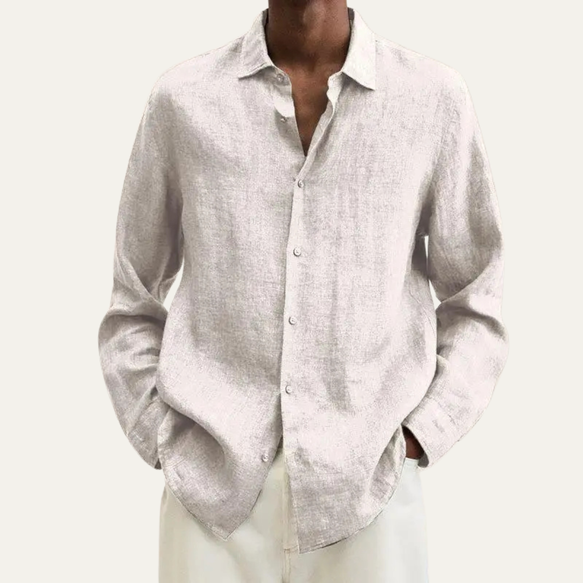 The Stonecrest Men’s Lightweight Linen Cotton Shirt with Turn Down Collar