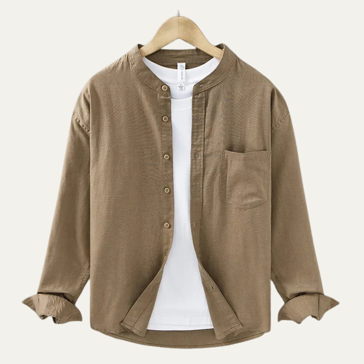 The Ashmont Ridge Men’s Loose Fit Cotton Linen Mandarin Collar Shirt