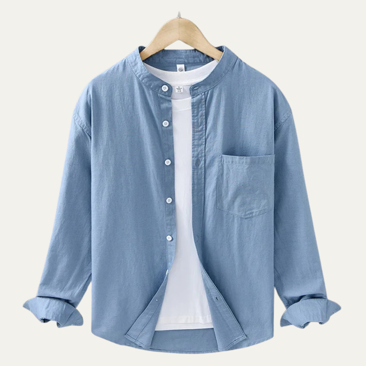 The Ashmont Ridge Men’s Loose Fit Cotton Linen Mandarin Collar Shirt