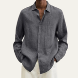 The Stonecrest Men’s Lightweight Linen Cotton Shirt with Turn Down Collar