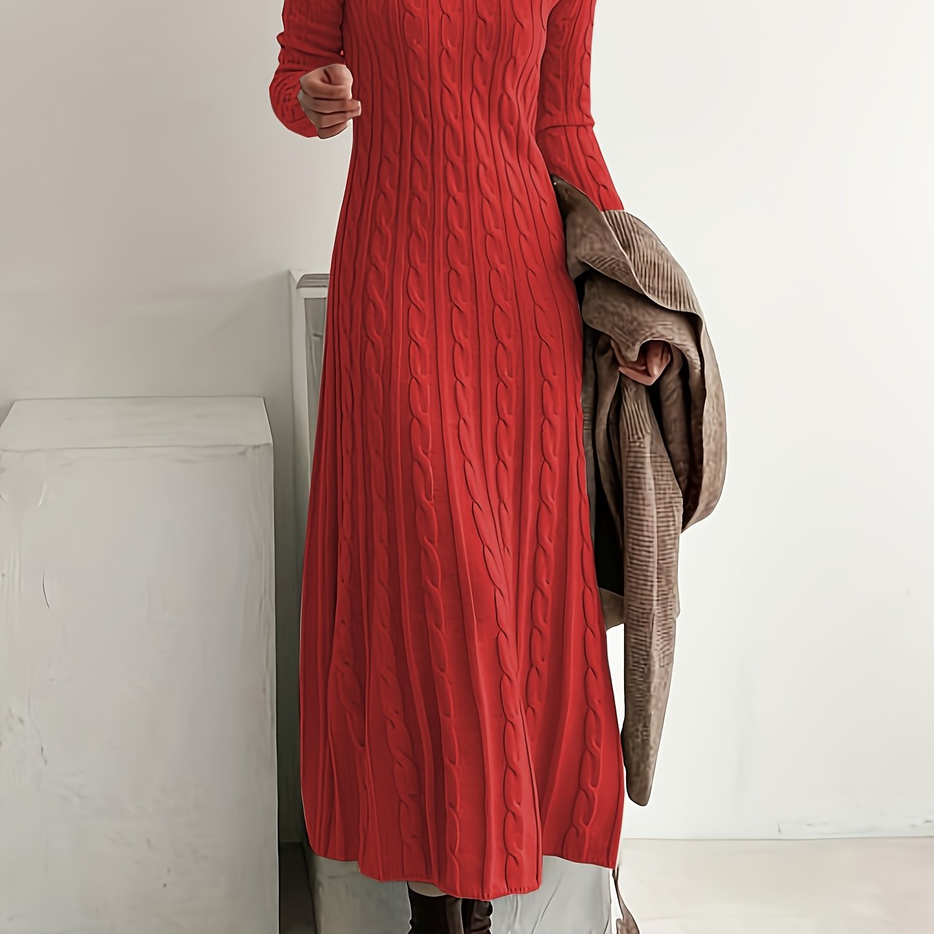 Sarah | Comfortable Cable Knit Maxi Dress