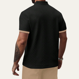 The Cedarcrest Park Men’s Elegant Textured Polo Shirt with Contrast Collar