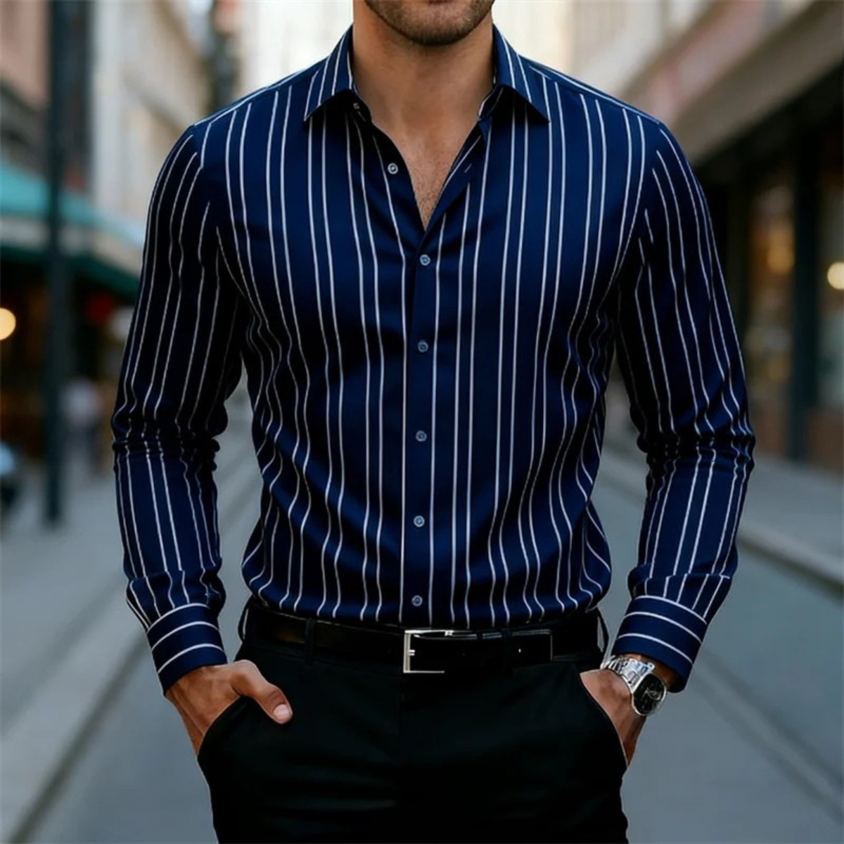 The Harwood Men’s Multicolour Vertical Stripe Casual Shirt