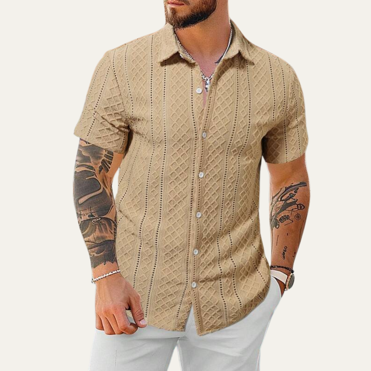 The Timberlake Ridge Men’s Casual Textured Button-Up Shirt