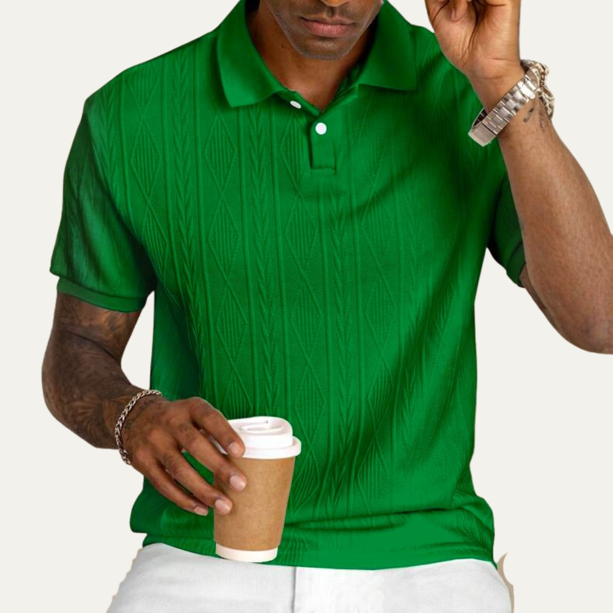 The Willowstone Ridge Men’s Textured Button-Up Trendy Polo Shirt