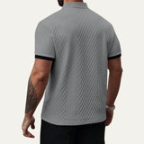 The Glenbrook Hill Men’s Casual Textured Polo Shirt with Contrast Collar