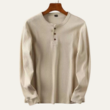 The Glenhurst Park Men’s Slim Fit Thermal Cotton Waffle Knit Henley Shirt