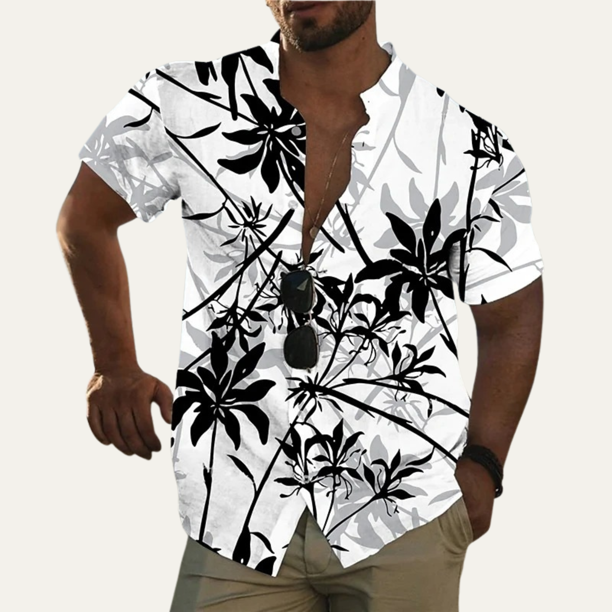 The Ridgefall Men’s Trendy Tropical Coconut Print Hawaiian Beach Shirt