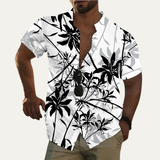 The Ridgefall Men’s Trendy Tropical Coconut Print Hawaiian Beach Shirt