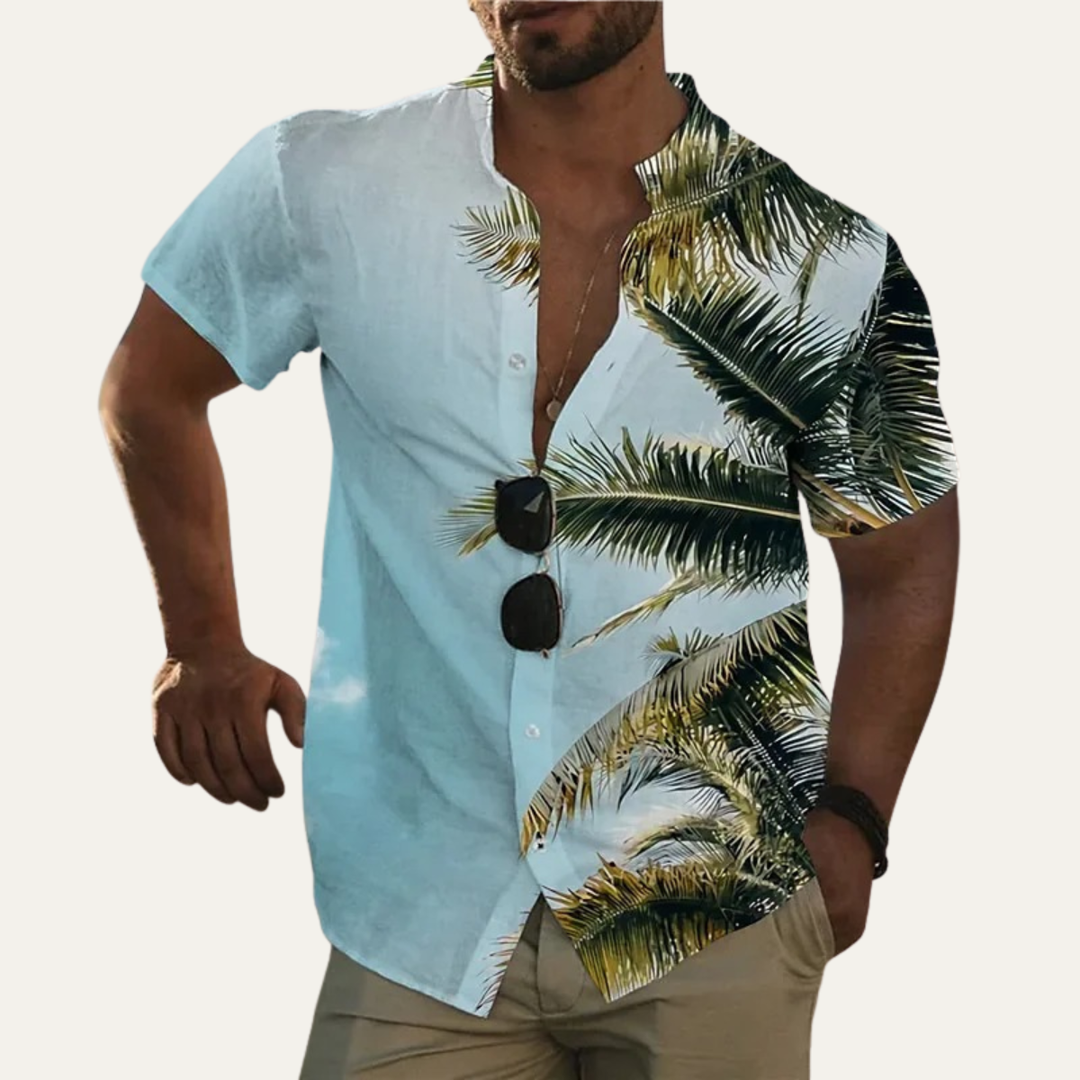 The Cedarforest Men’s Casual Tropical Coconut Print Hawaiian Beach Shirt