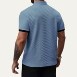 The Brookside Park Men’s Classic Textured Polo Shirt with Contrast Collar
