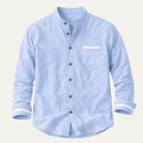 The Silverhaven Ridge Men’s Standing Collar Business Button-Up Shirt