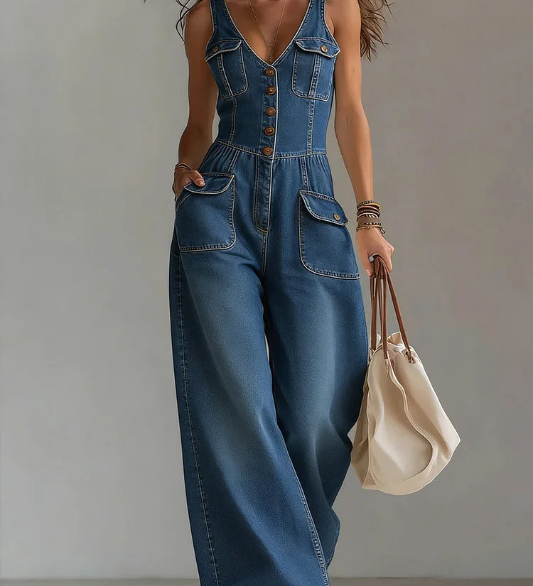 Octavie | Loose Denim Jumpsuit