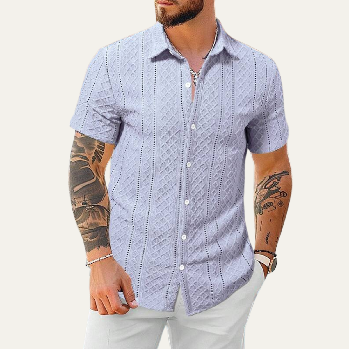 The Foxbrook Men’s Soft Textured Button-Up Shirt
