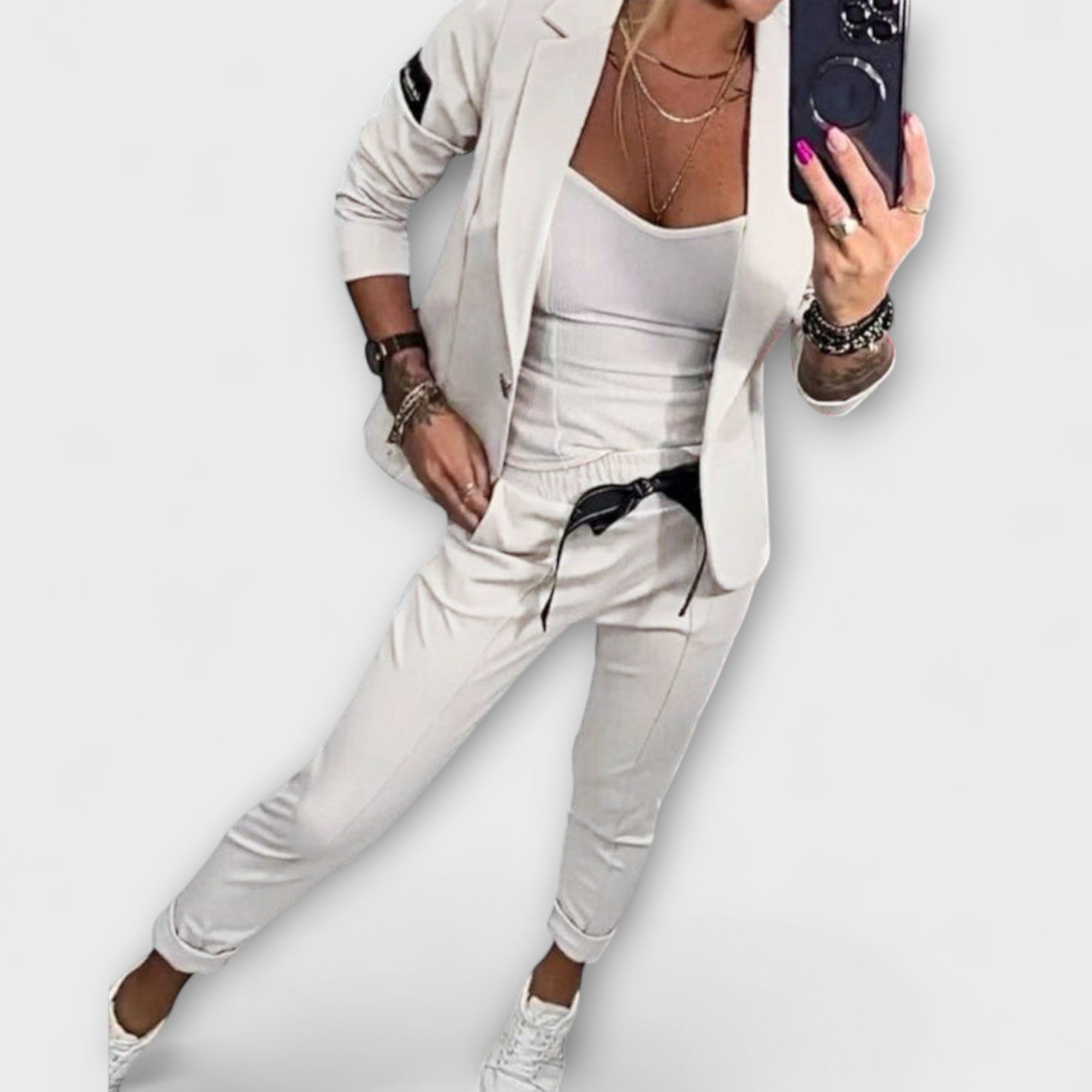 Vionne | Elegant Ensemble of Top, Jacket and Trousers