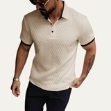 The Brookside Park Men’s Classic Textured Polo Shirt with Contrast Collar