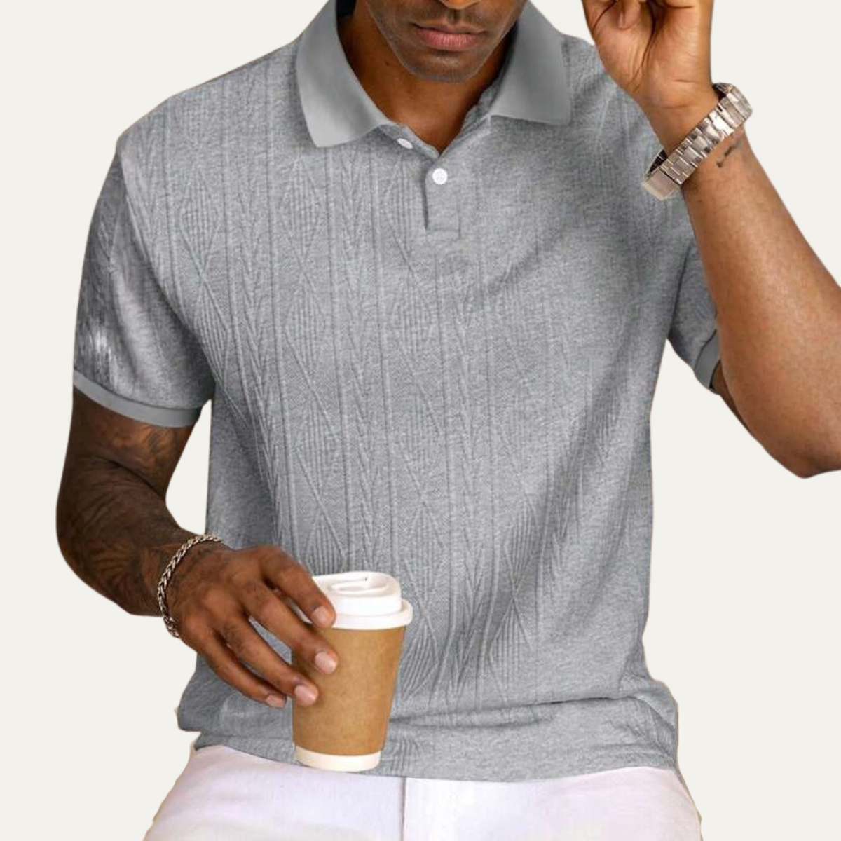 The Willowstone Ridge Men’s Textured Button-Up Trendy Polo Shirt