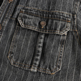 The Oakcrest Men’s Vintage Washed Vertical Stripe Denim Shirt Jacket – Dark Blue
