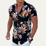 The Ridgefall Men’s Trendy Tropical Coconut Print Hawaiian Beach Shirt