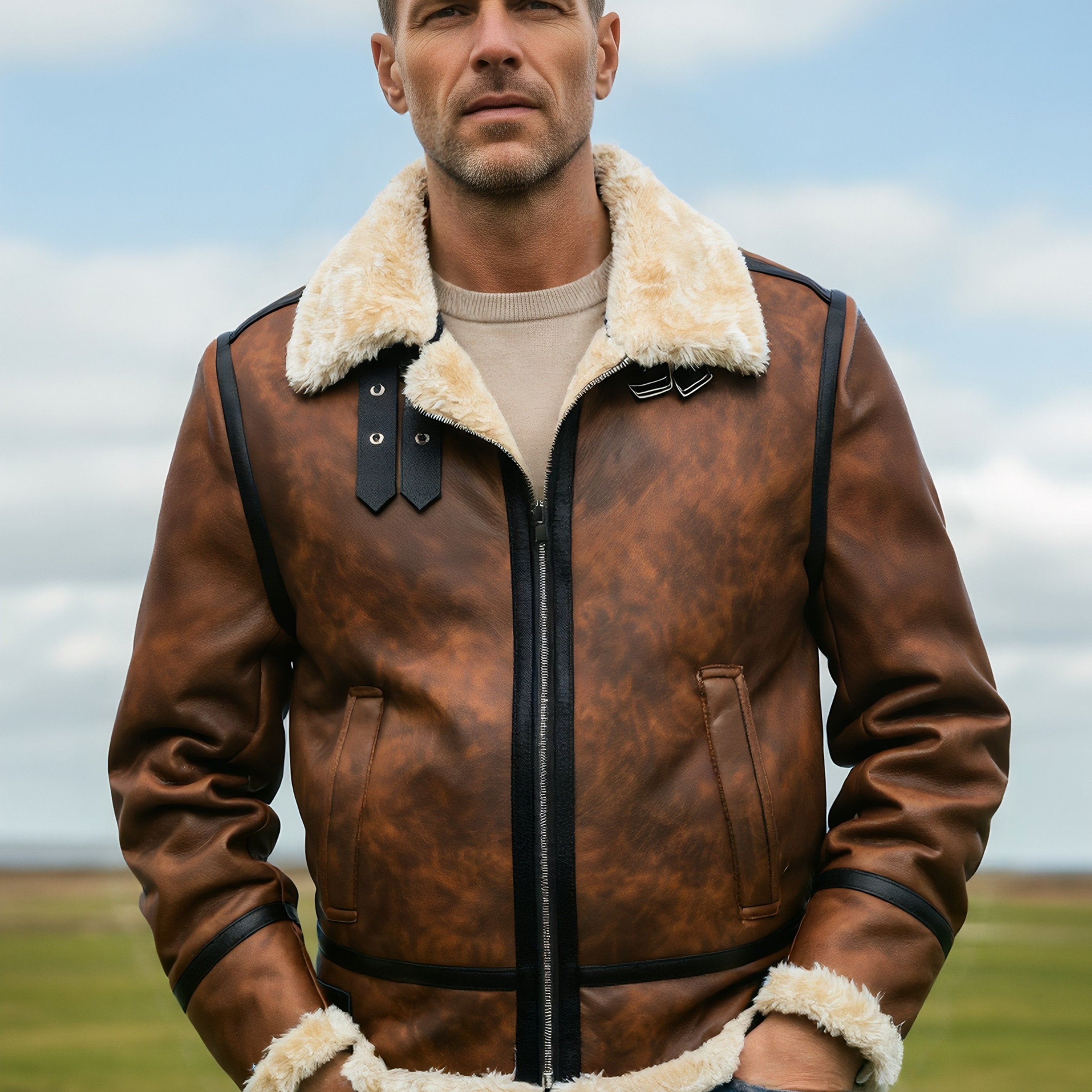 Dorian™ | L’Aviateur: Leather Jacket Featuring Luxurious Fur Accents
