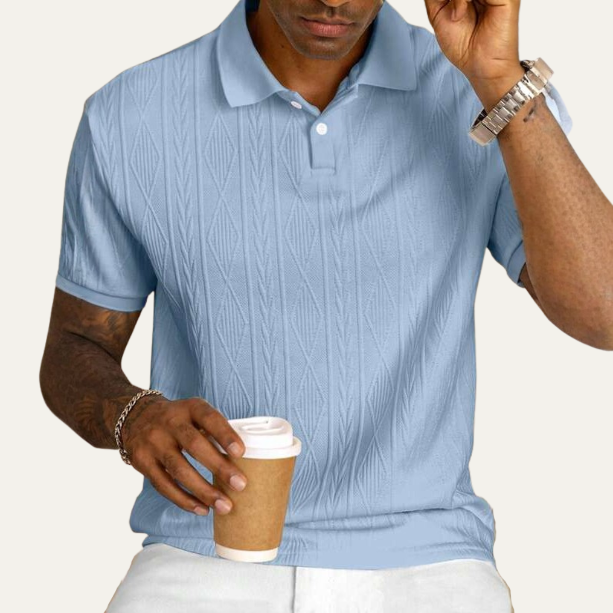 The Willowstone Ridge Men’s Textured Button-Up Trendy Polo Shirt
