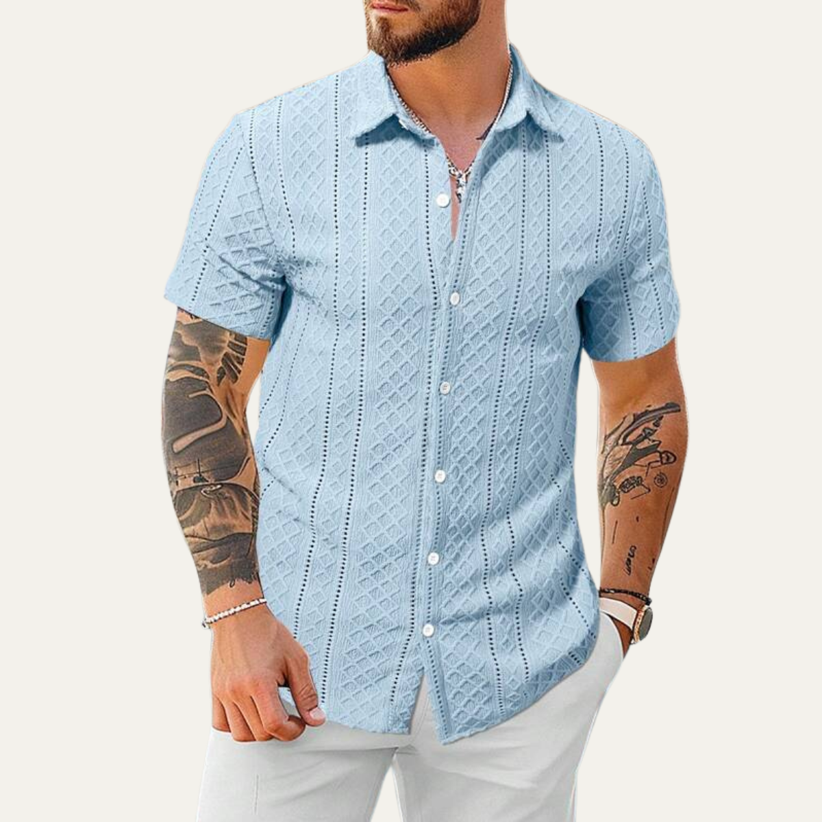 The Ashland Ridge Men’s Summer Textured Button-Up Shirt