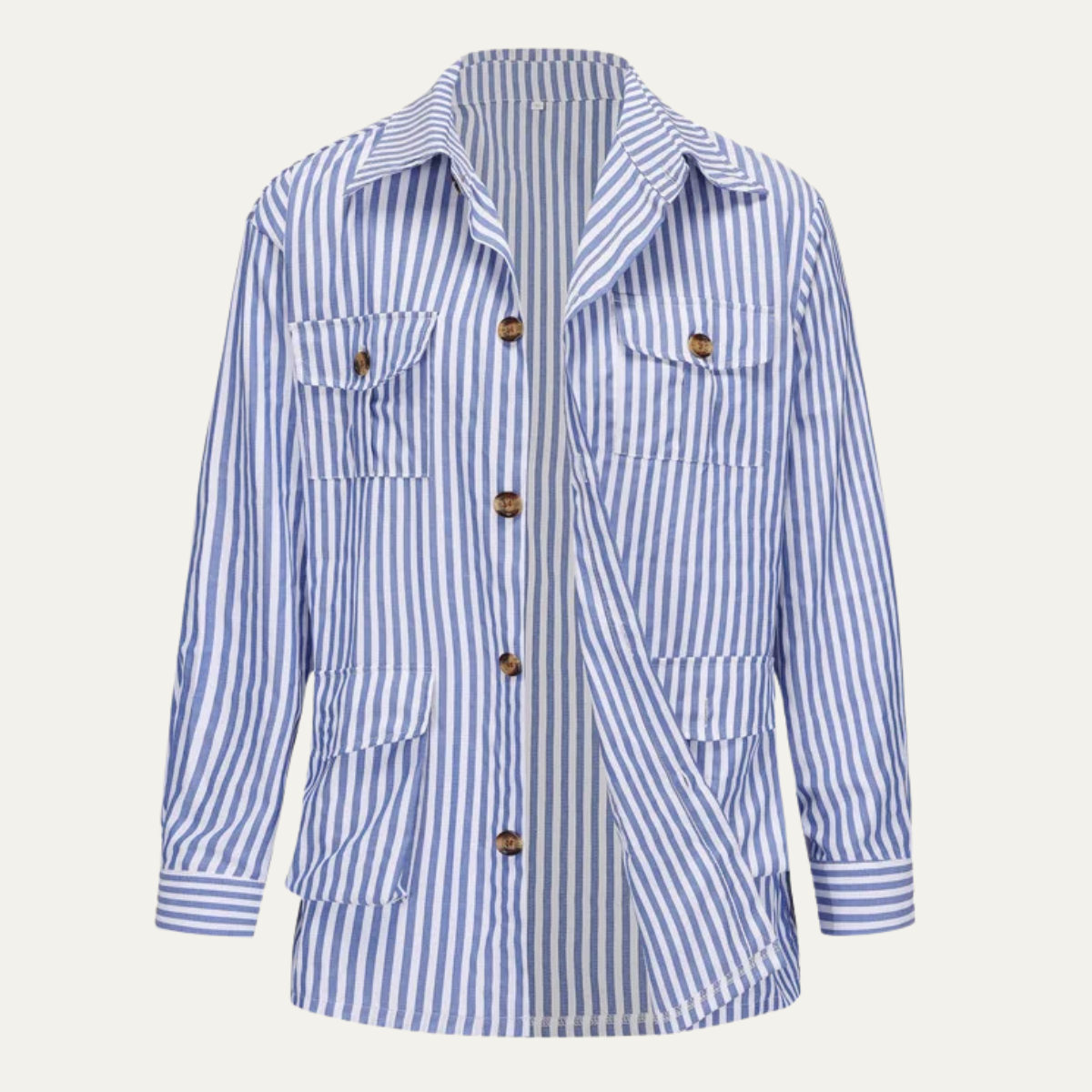 The Bramblewood Men’s Streetwear Striped Button-Down Shirt with Pockets