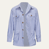 The Bramblewood Men’s Streetwear Striped Button-Down Shirt with Pockets