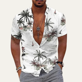 The Willowrun Men’s Classic Tropical Coconut Print Hawaiian Beach Shirt