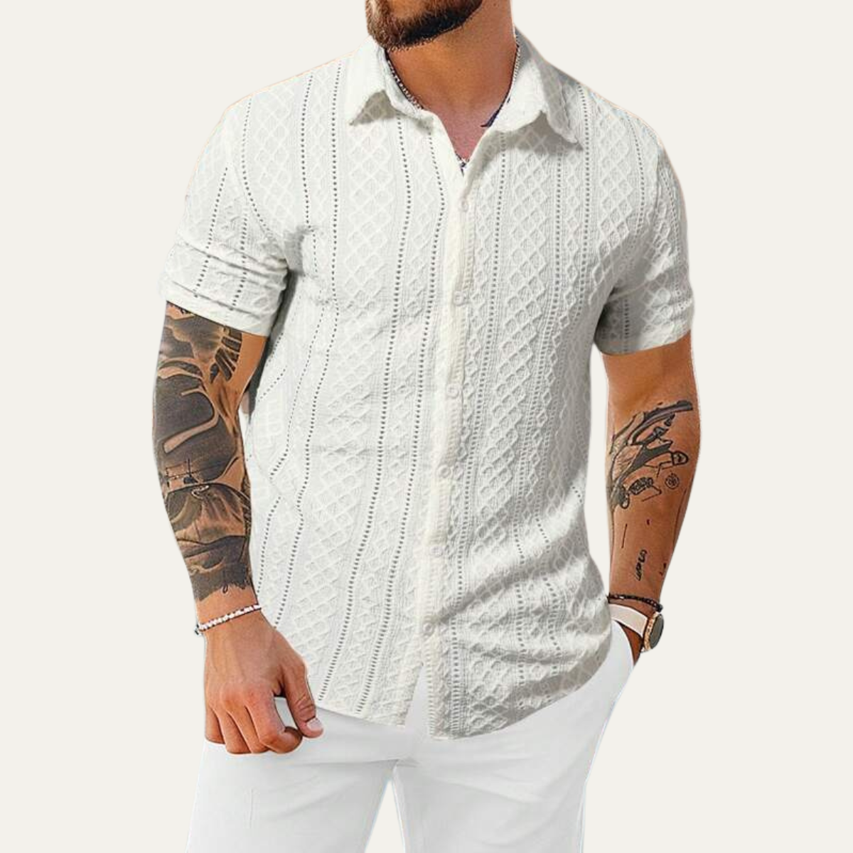 The Timberlake Ridge Men’s Casual Textured Button-Up Shirt